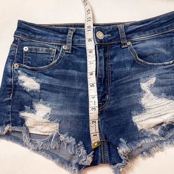 American Eagle Hi-Rise Shortie Distressed Shorts 6 - Picture 8 of 10
